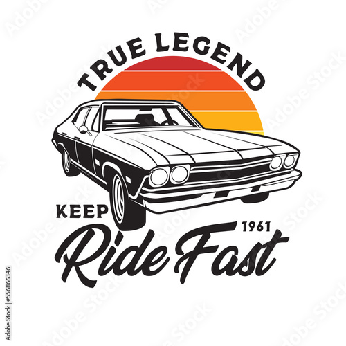 Classic Muscle car vector illustration, perfect for t shirt and car garage restoration logo design
