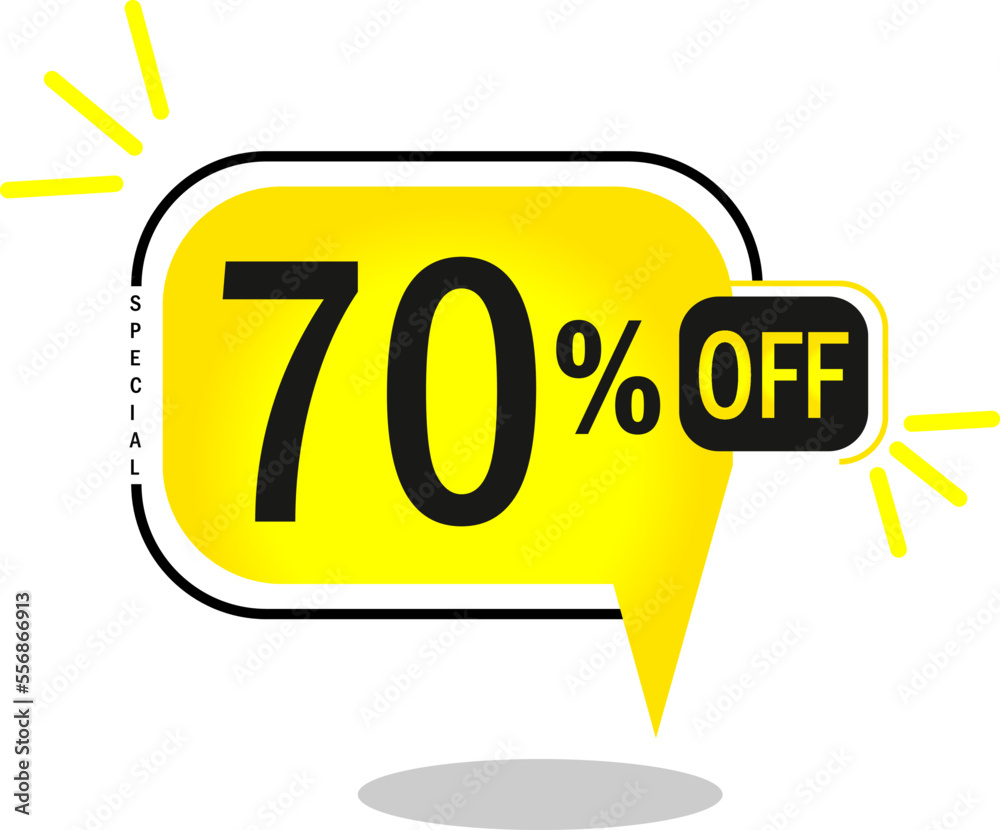 70% off limited special offer. 70% Discount Banner with seventy percent discount in a yellow round sided balloon 70% off limited special offer. 70% Discount Banner with seventy percent discount in a yellow round sided balloon