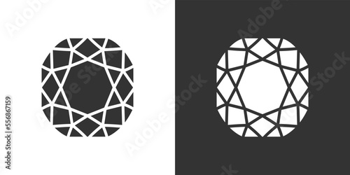 Diamond Icon on Black and White Vector Backgrounds