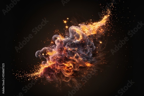 Fototapeta Sparks and smoke from a fire, superimposed over a clear backdrop