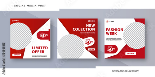 Fashion week social media post square banner template