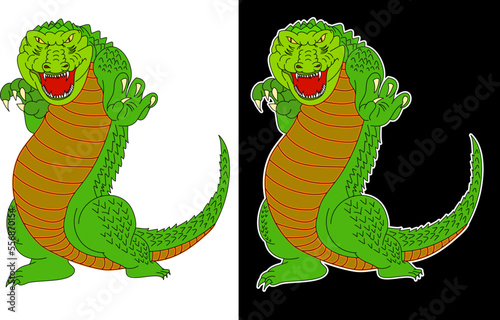 Drawing crocodile vector set.Sticker crocodile isolate on white background.