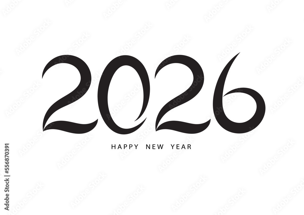  Foto zu 2026 happy new year black color vector, 2026 number design, 2026 year 
