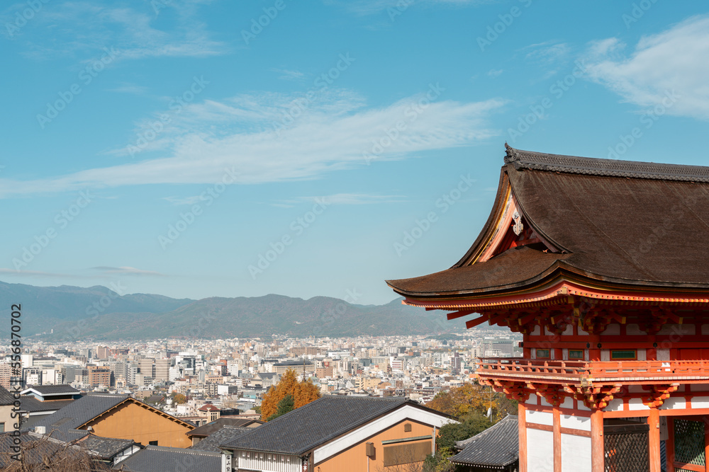 Kiyomizu-dera Temple and city view in Kyoto, Japan
