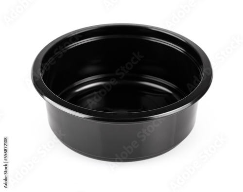 black plastic food bowl isolated on white background