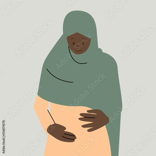 Black women pregnant muslim illustration photo