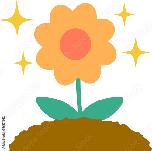 きれいに育った花のシンプルなイラスト　