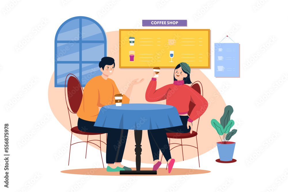 Fototapeta premium Couple Drinking Coffee In A Coffee Shop