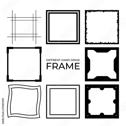 hand drawn set of simple black squares frame
