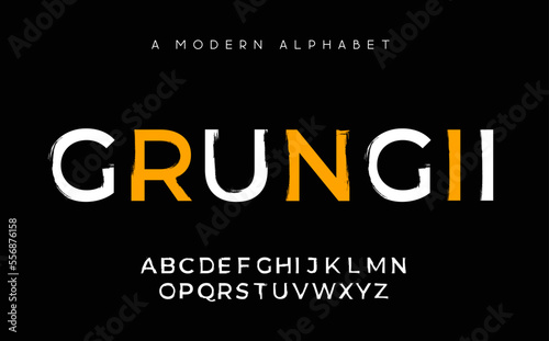 modern alphabet grunge uppercase typography
