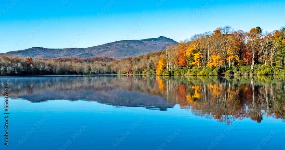 julian price lake and granfather mountain autumn season julian price lake and granfather mountain autumn season