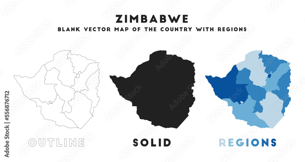 Fototapeta premium Zimbabwe map. Borders of Zimbabwe for your infographic. Vector country shape. Vector illustration.