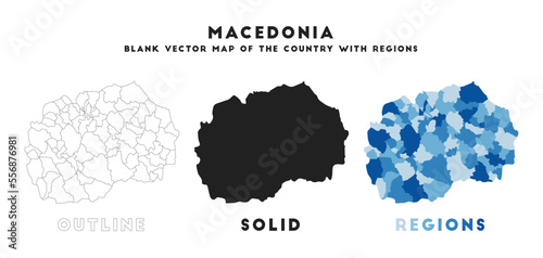 Macedonia map. Borders of Macedonia for your infographic. Vector country shape. Vector illustration.