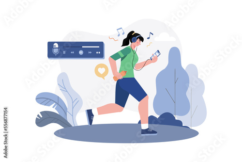 Woman Listening To A Podcast While Jogging