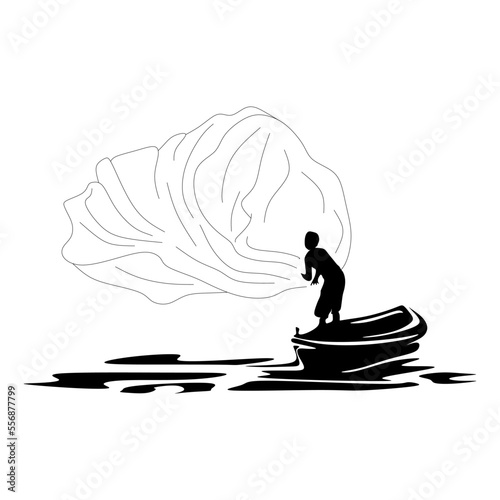 fisherman fishing silhouette vector illustration