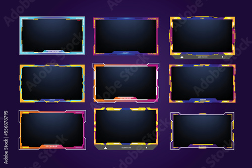 Twitch stream overlay package including  facecam overlay set, offline, starting soon, twitch panels