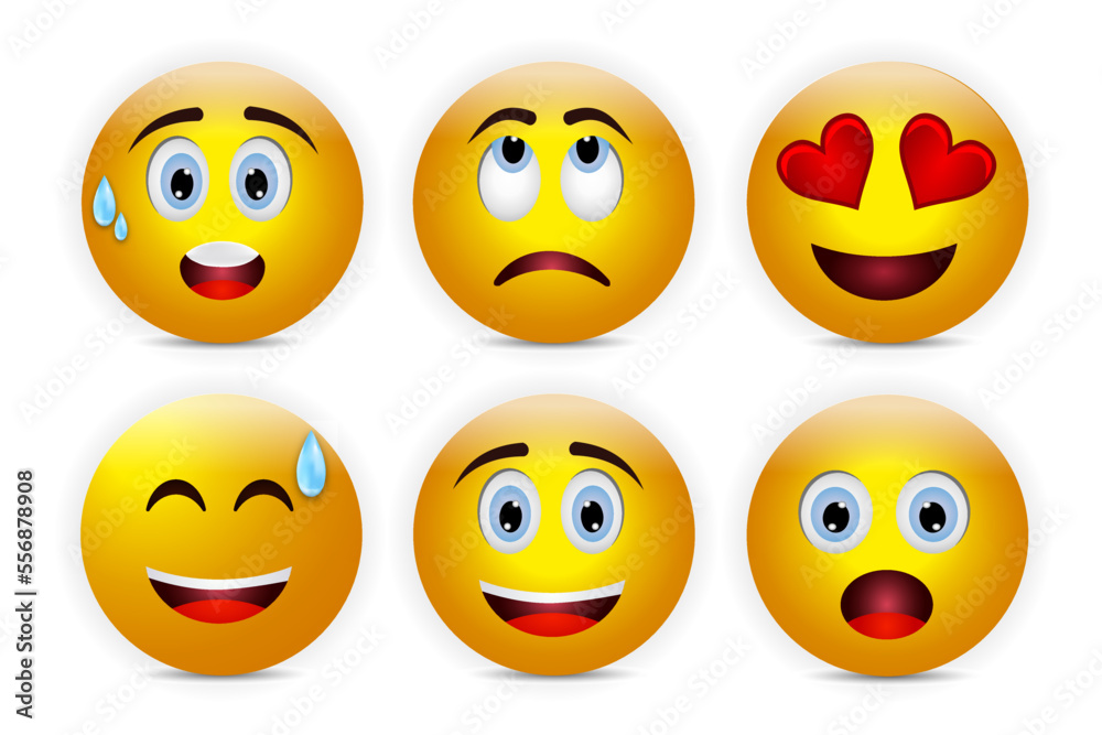 set of emoticon smile cartoon emoji set icon
