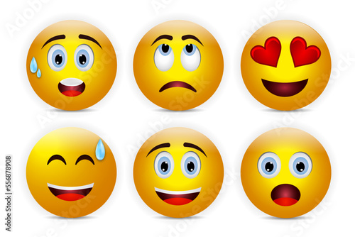 set of emoticon smile cartoon emoji set icon
