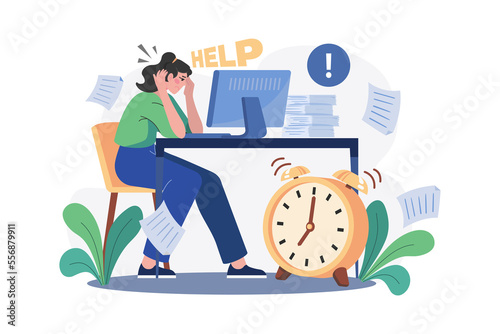 Need Help Illustration concept on white background