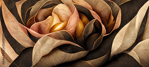 Abstract floral organic wallpaper. Vintage background with abstract roses and fabric folds. 3D illustration for backgrounds, wallpapers, photo wallpapers, murals, posters.
