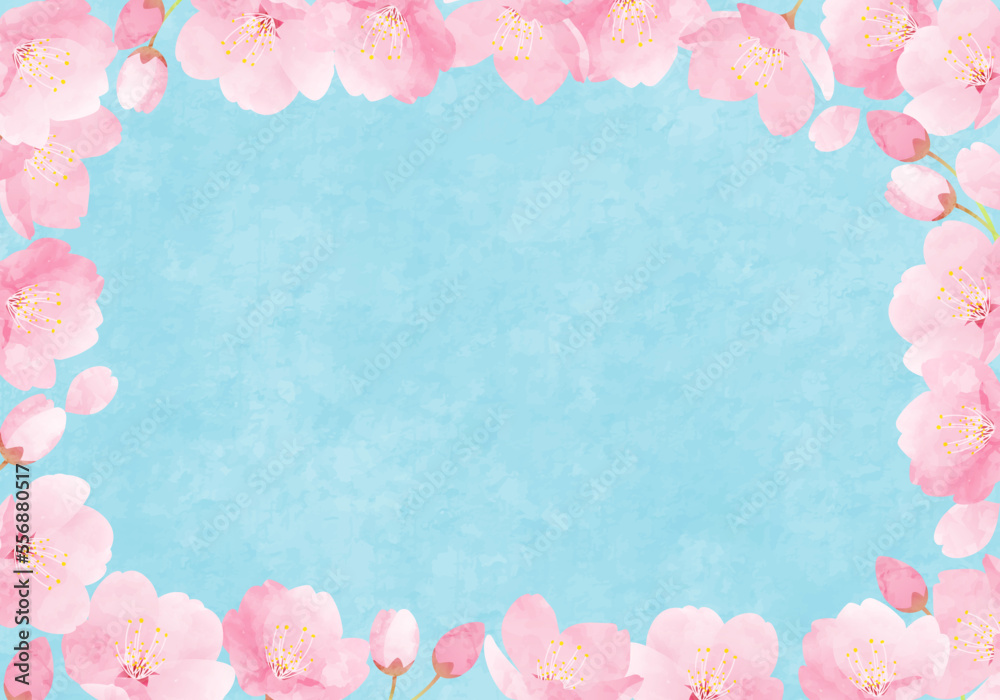 水彩の桜の花のベクターイラストフレーム背景