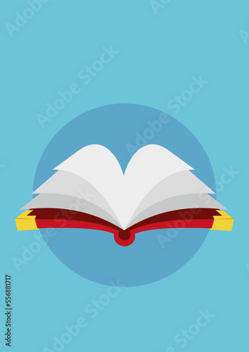 an open book with a blue background, suitable for use as a cover image or can also be used as a logo commemorating book day