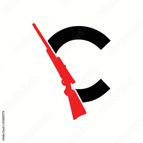 logo letter c with icon sniper vector design