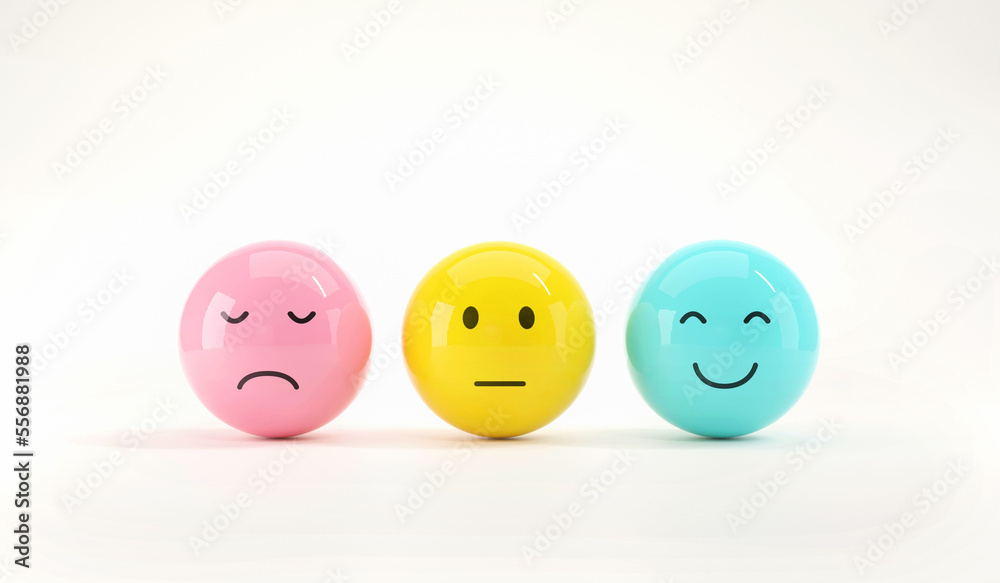 Set of emoji emoticons with sad and happy mood, evaluation, Increase rating, Customer experience, Satisfaction and best excellent services rating concept, Customer service evaluation. 3d render. Set of emoji emoticons with sad and happy mood, evaluation, Increase rating, Customer experience, Satisfaction and best excellent services rating concept, Customer service evaluation. 3d render.