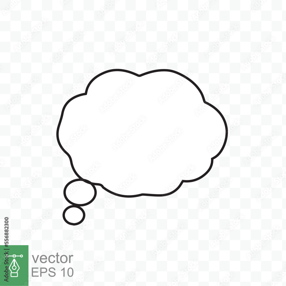 Think bubble with outline. Simple flat style. Cloud, dream, balloon, bubble speech, cartoon, comic speak and dialog, communication concept. Vector illustration isolated. EPS 10. Think bubble with outline. Simple flat style. Cloud, dream, balloon, bubble speech, cartoon, comic speak and dialog, communication concept. Vector illustration isolated. EPS 10.