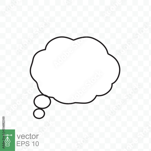 Think bubble with outline. Simple flat style. Cloud, dream, balloon, bubble speech, cartoon, comic speak and dialog, communication concept. Vector illustration isolated. EPS 10.