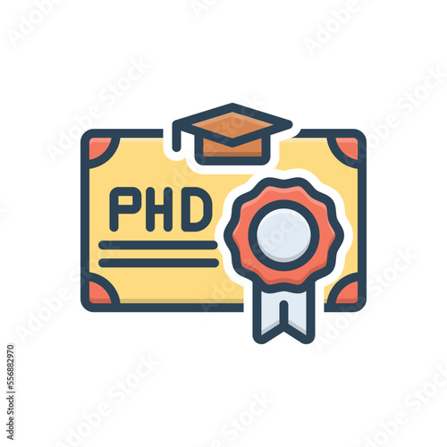 Color illustration icon for phd
