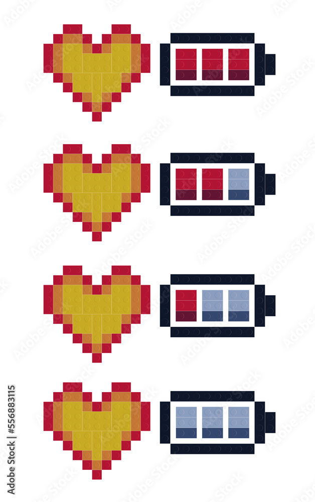 Fototapeta premium 3D rendering of plastic bricks recharge Valentine love heart
