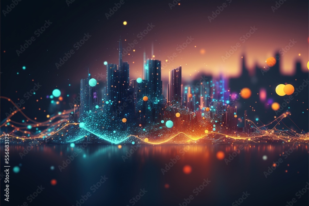 Fototapeta premium Digital illustration about technology and architecture.