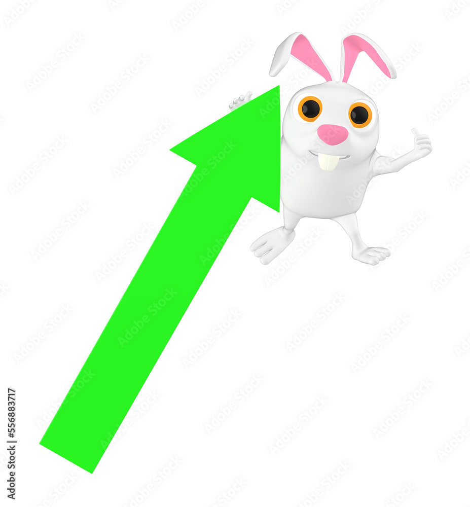3d character , rabbit hanging on top of a arrow 3d character , rabbit hanging on top of a arrow