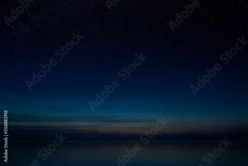 The Twilight sky with star at the lake.