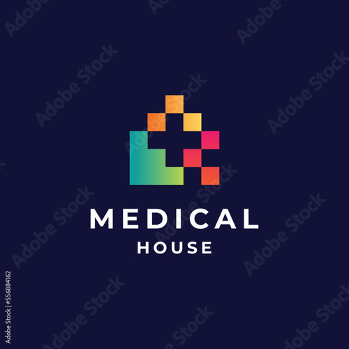 cross and home for clinic and hospital logo