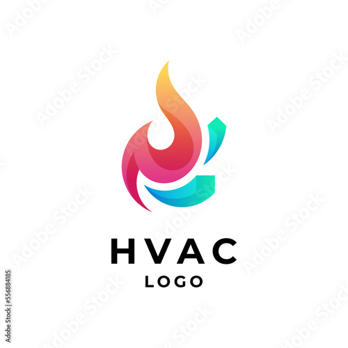 Fototapeta Naklejka Na Ścianę i Meble -  colorful fire, ice and water for HVAC or refrigeration logo design
