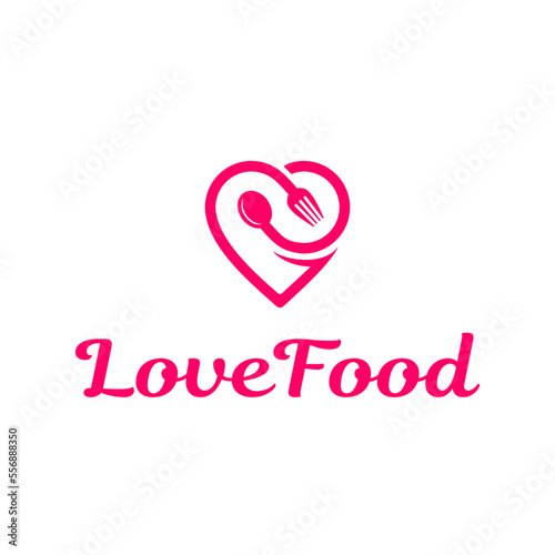 Love food with spoon or fork template vector logo. This logo is suitable for eat, restaurant, cooking, dinner and breakfast.