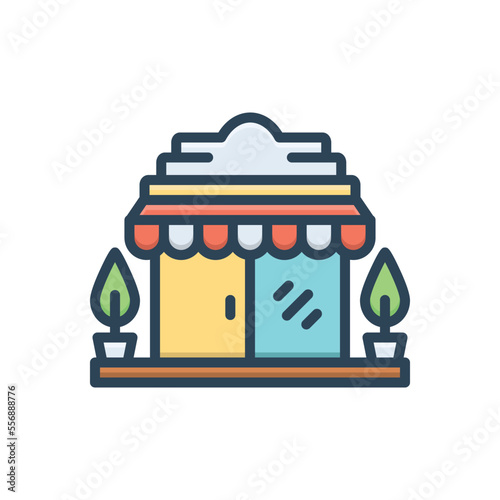 Color illustration icon for store