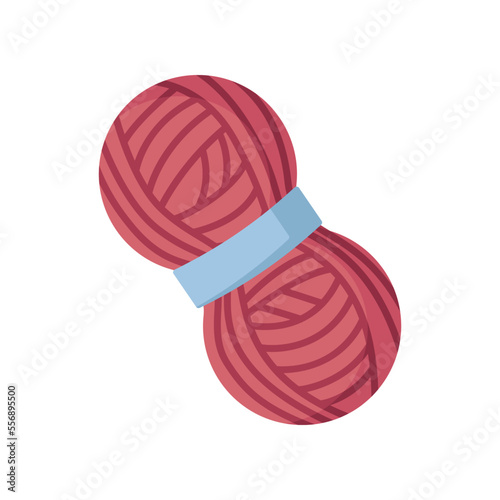 Skein of red yarn cartoon illustration. Cartoon drawing of wool, knitting accessory isolated on white background. Needlework, handicraft, hobby concept