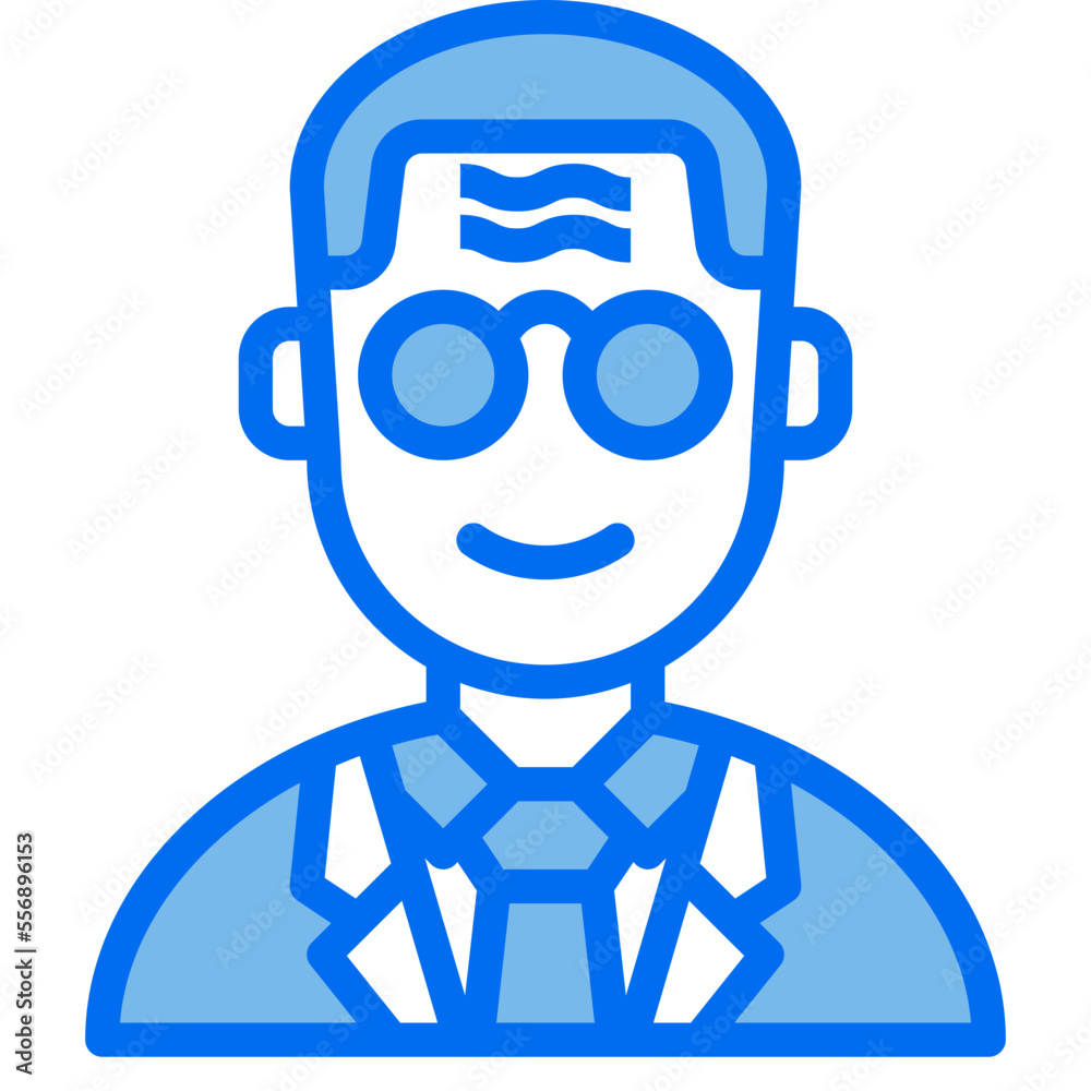 old man blue line icon old man blue line icon