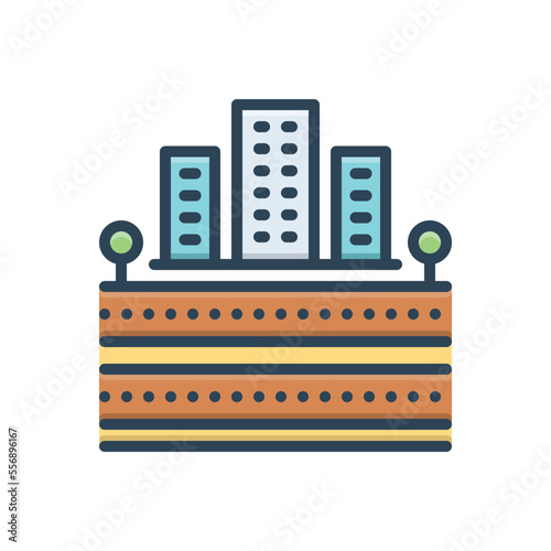 Color illustration icon for street