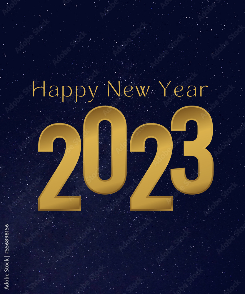 2023 New year Celebration New year 2023 Text Greeting With Galaxy Happy New year 2023 Beautiful colorful Shiny Display at Night Background. Holiday poster or banner design.