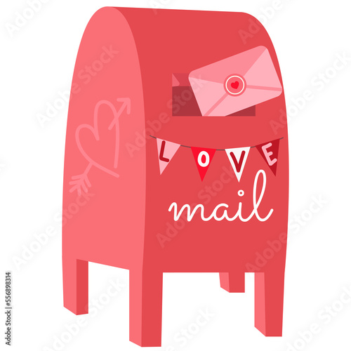 Love letter vector. Mailbox vector. Love letter in mailbox. Vector stock of a mail box with a love letter inside.	
