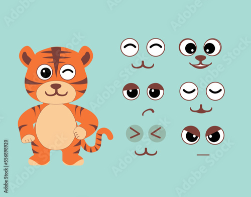 Cartoon character tiger with emotions