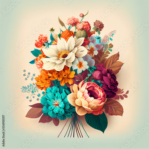 Beautiful Bouquet Flowers design Illustration	
