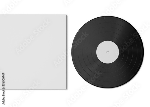 Music vinyl and record label disc mockup 