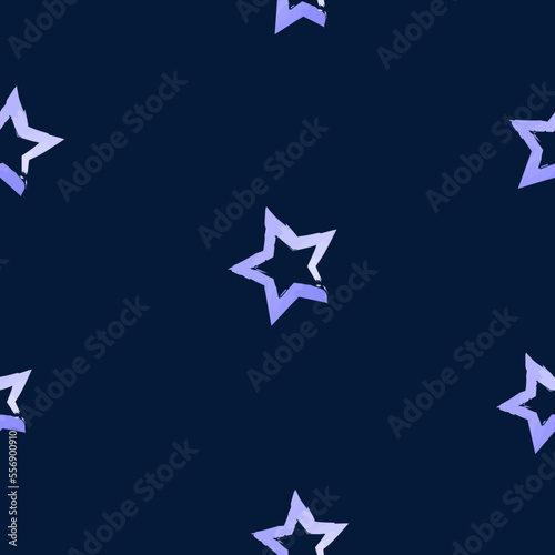 Seamless pattern. Stars on a dark blue background. Stylized as a watercolor brush