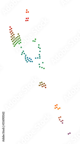 Vanuatu dotted map. Digital style shape of Vanuatu. Tech icon of the country with gradiented dots. Amazing vector illustration.
