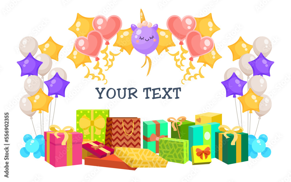 Cute decorations for party around your text vector illustration